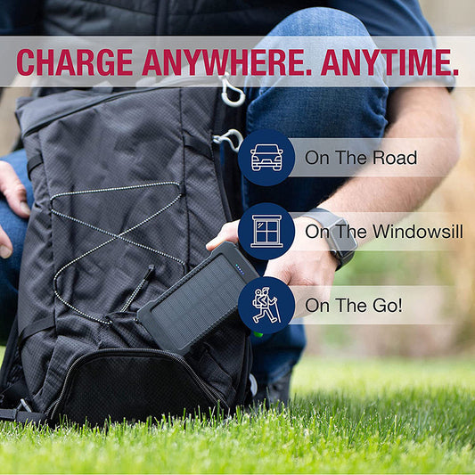 Outdoor solar charging backpack with LED lighting and waterproof mobile power bank