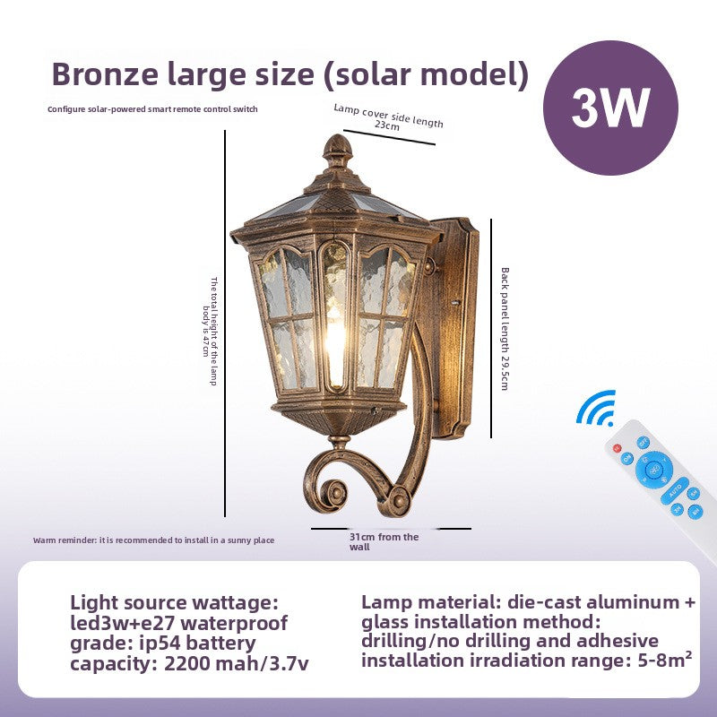 Solar Powered Outdoor Wall Light European Floral Design