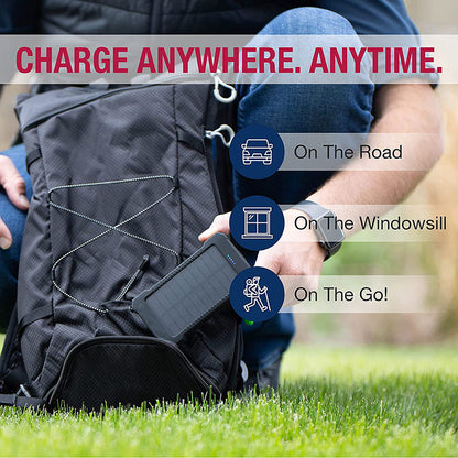 Outdoor solar charging backpack with LED lighting and waterproof mobile power bank