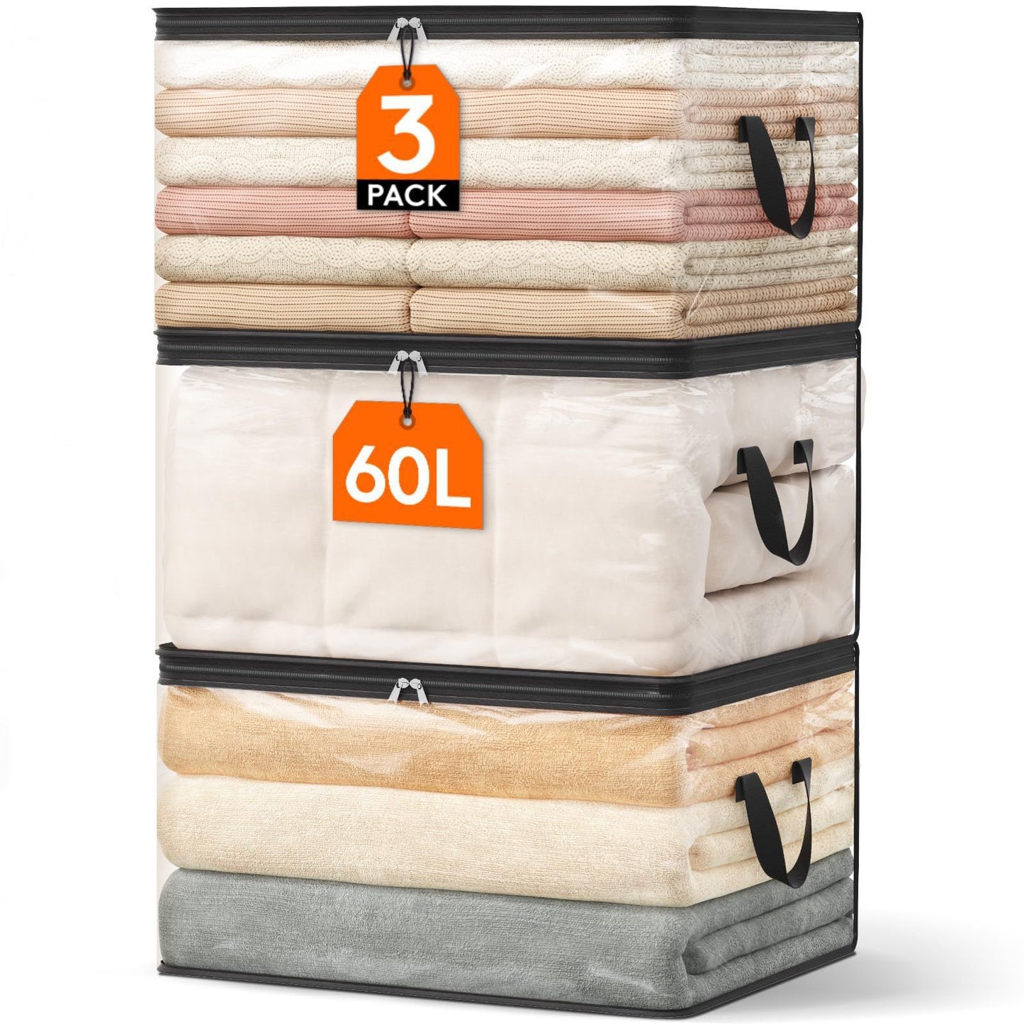 Transparent Double Zipper Storage Bags
