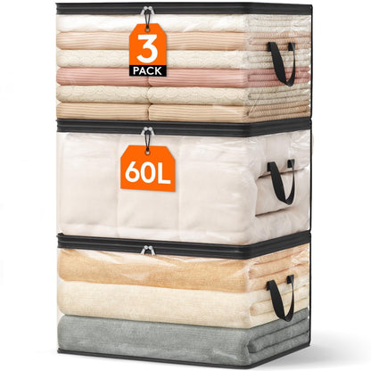 Transparent Double Zipper Storage Bags