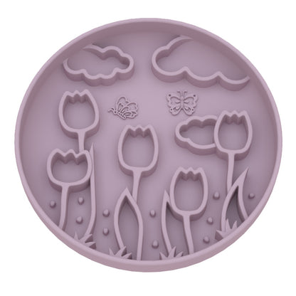 Tulip Silicone Slow Feeder Bowl with Suction Cup Licking Mat for Pets to Prevent Choking and Slow down Eating