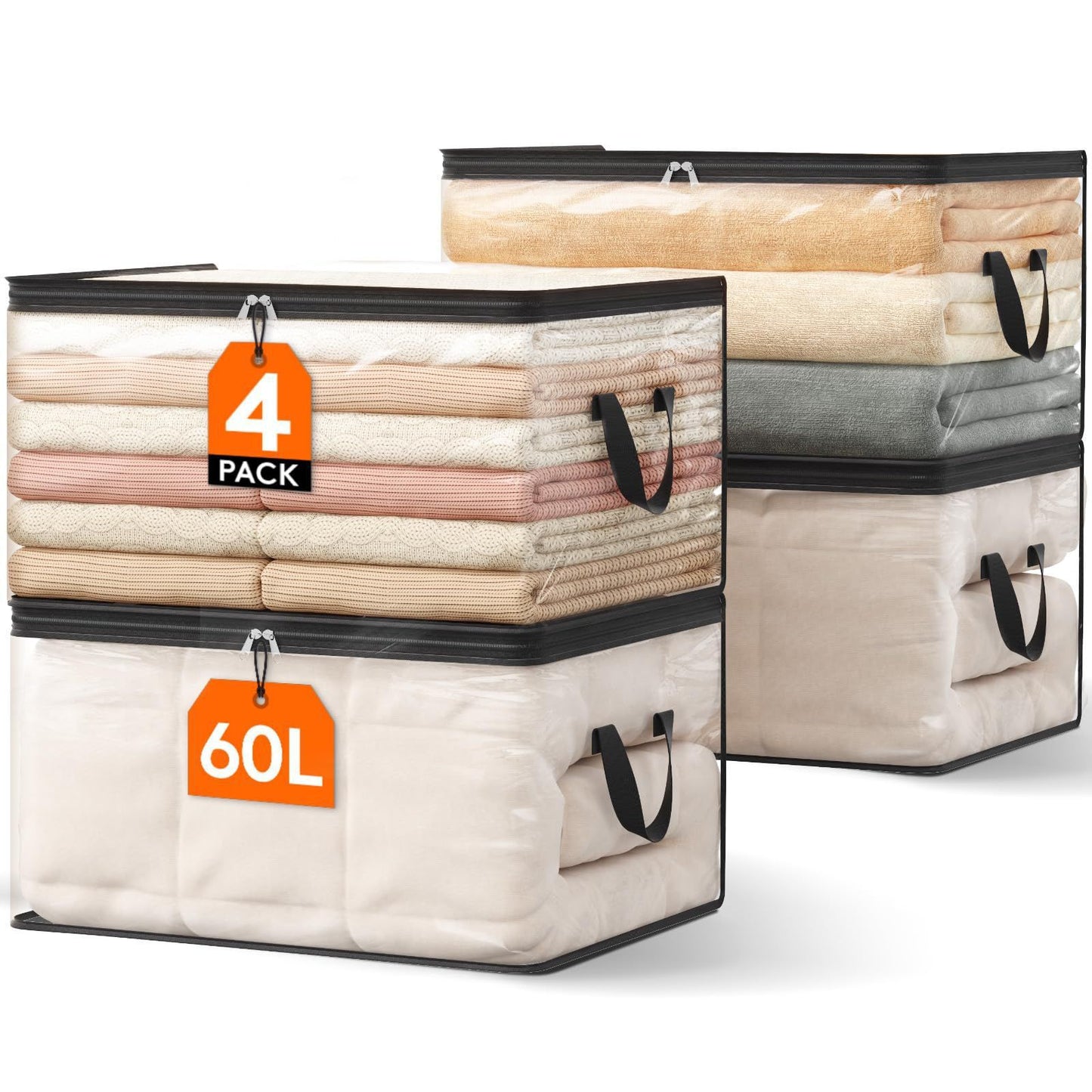 Transparent Double Zipper Storage Bags
