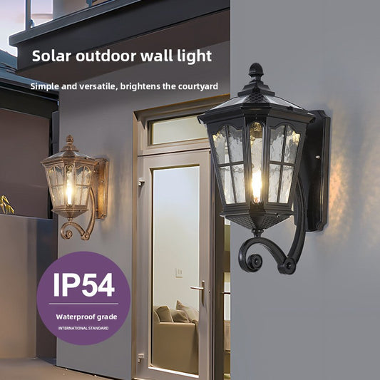 Solar Powered Outdoor Wall Light European Floral Design