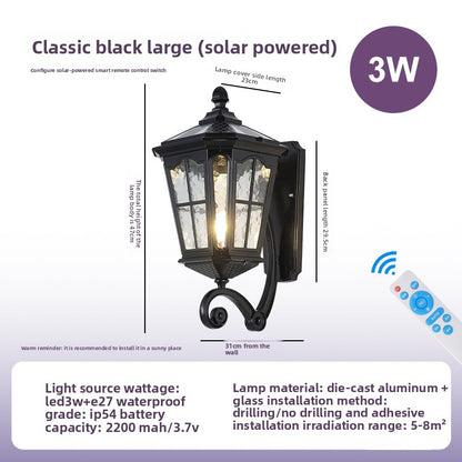 Solar Powered Outdoor Wall Light European Floral Design