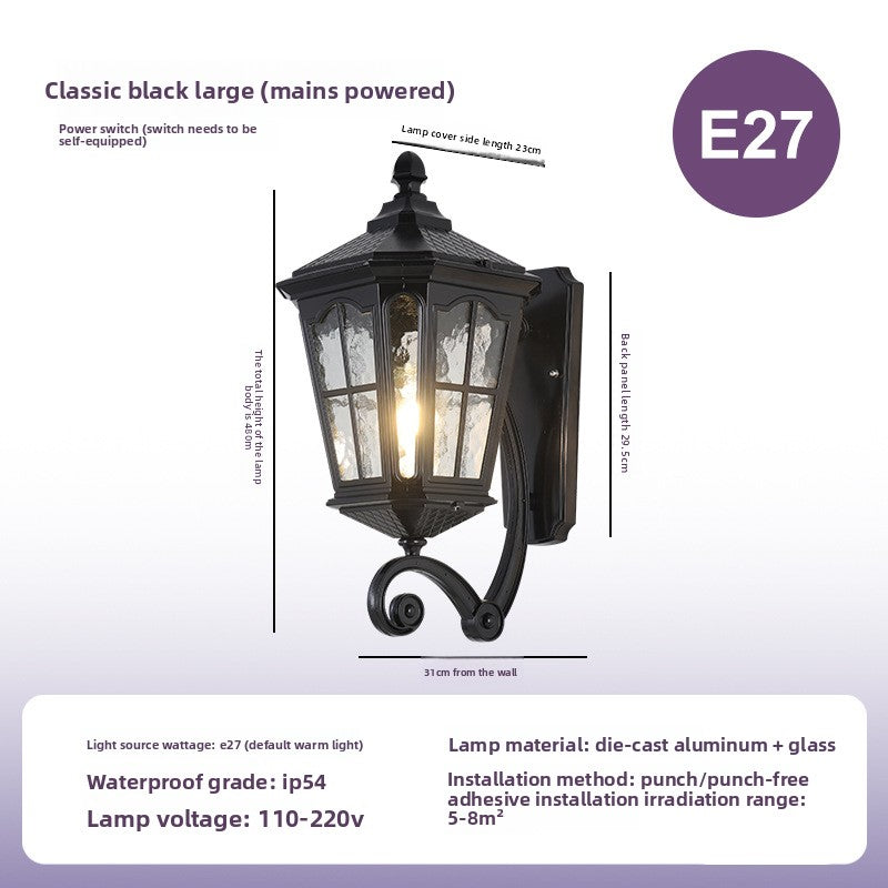 Solar Powered Outdoor Wall Light European Floral Design
