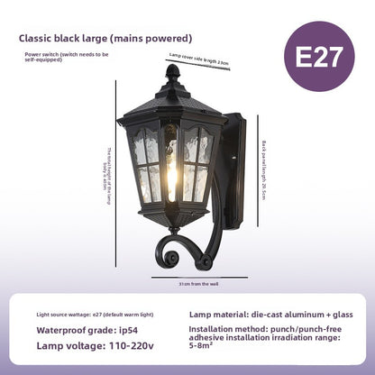 Solar Powered Outdoor Wall Light European Floral Design