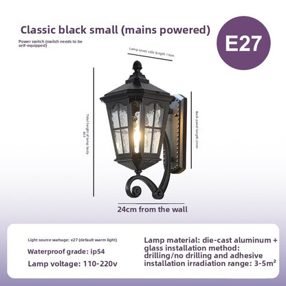 Solar Powered Outdoor Wall Light European Floral Design