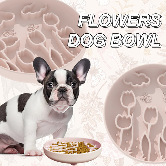 Tulip Silicone Slow Feeder Bowl with Suction Cup Licking Mat for Pets to Prevent Choking and Slow down Eating