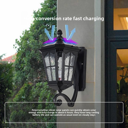 Solar Powered Outdoor Wall Light European Floral Design