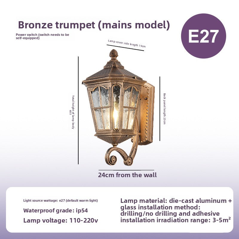 Solar Powered Outdoor Wall Light European Floral Design
