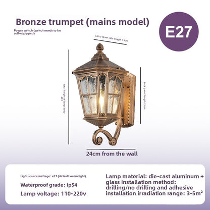 Solar Powered Outdoor Wall Light European Floral Design